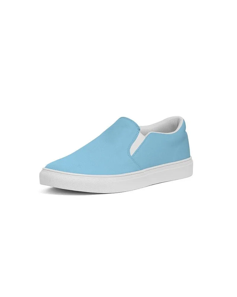 Womens Sneakers - Light Blue Low Top Slip-on Canvas Shoes