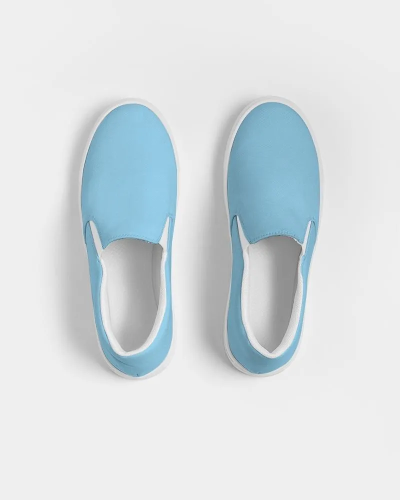 Womens Sneakers - Light Blue Low Top Slip-on Canvas Shoes