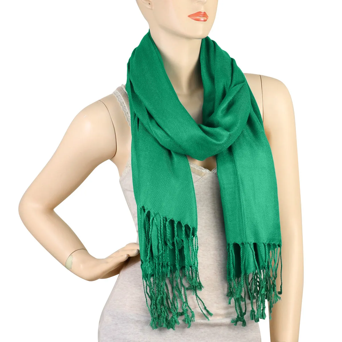 Women's Soft Solid Color Pashmina Shawl Wrap Scarf - Irish Green