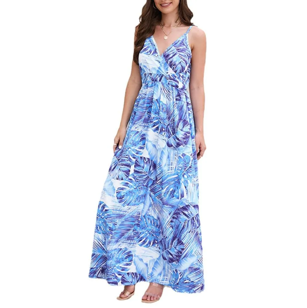 Women's Spaghetti Strap Print Casual Bohemian Long Summer Dress