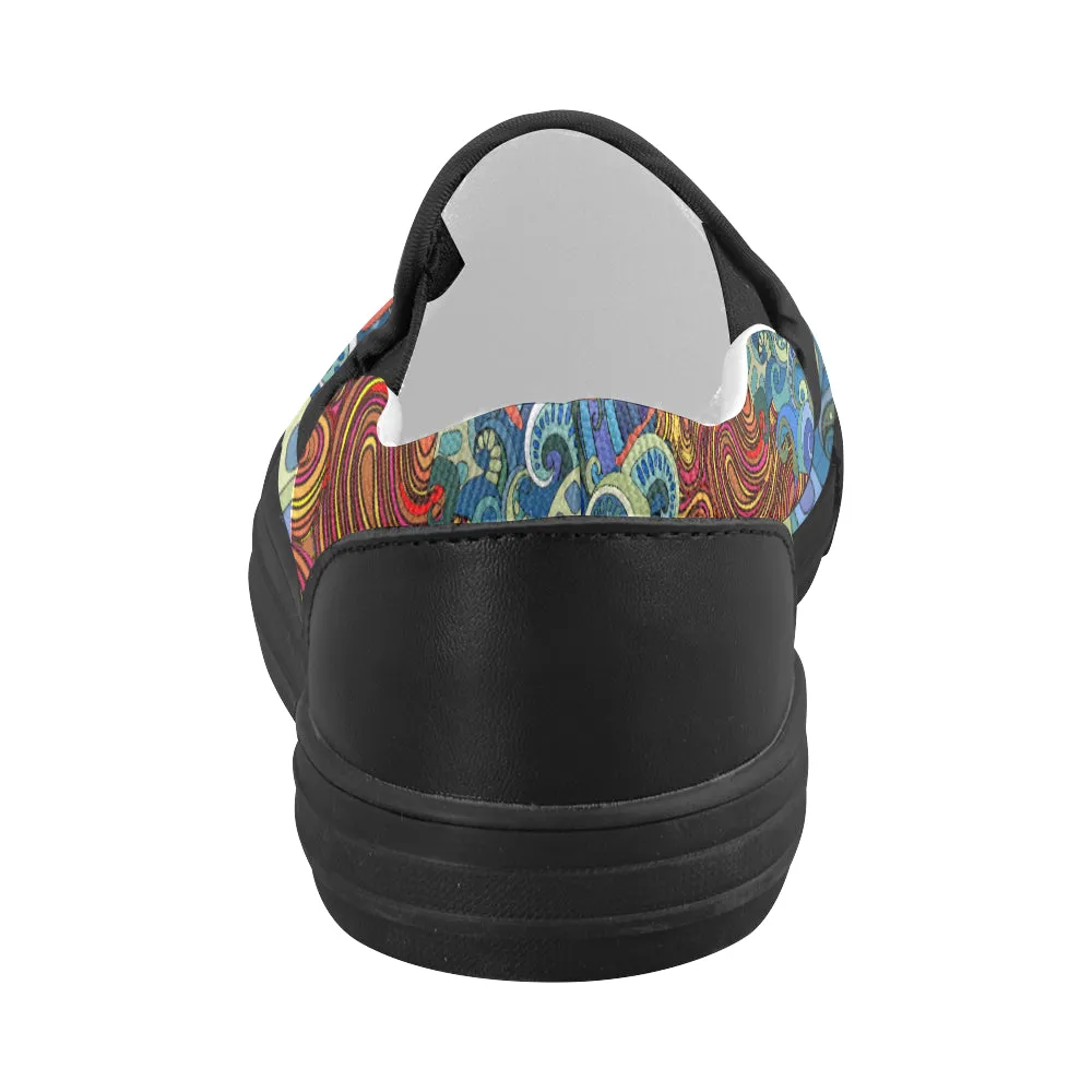 Women's Trippy Sun Psychedelic Print Canvas Slip-on Shoes