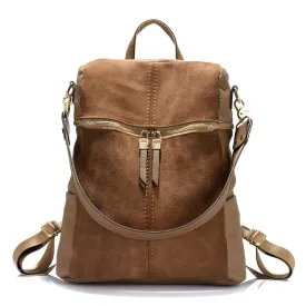 Women's Vintage Vegan Leather Tote Backpack