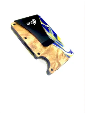 Wood and Resin Smart Wallet (Gold   Royal Blue   White)