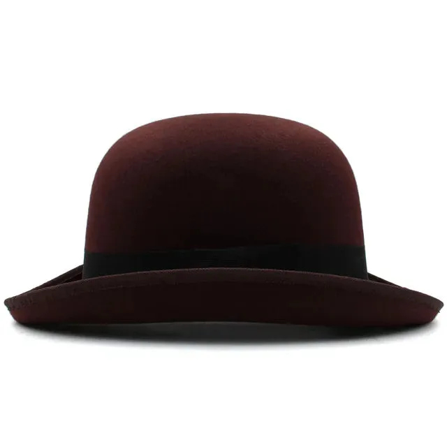 Wool Blend Oval Top Bowler Hats