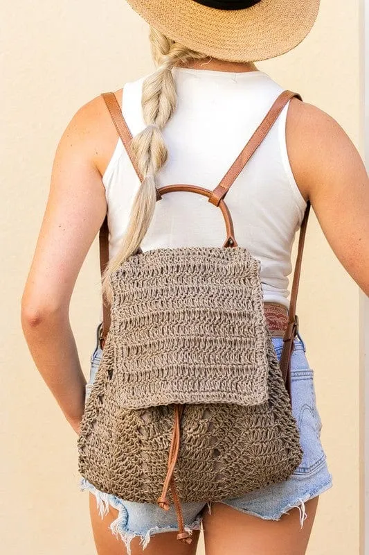 Woven Straw Backpack  *Online Only*