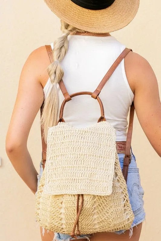 Woven Straw Backpack  *Online Only*