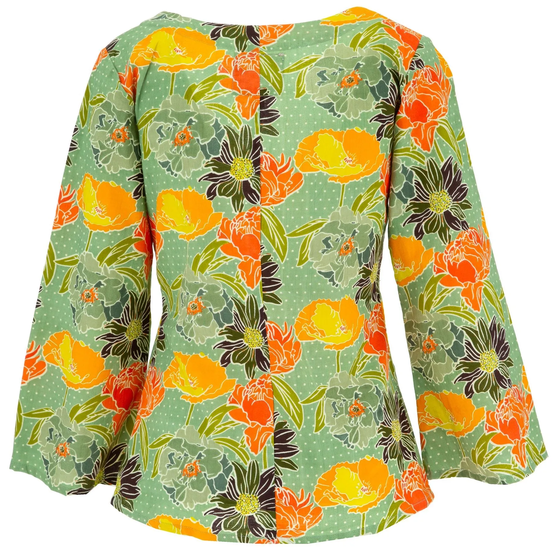 Wrap Top with Bell Sleeve - Retro Floral