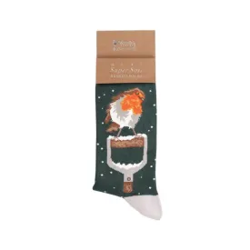 Wrendale 'A Little Red Robin' Robin Men's Christmas Socks