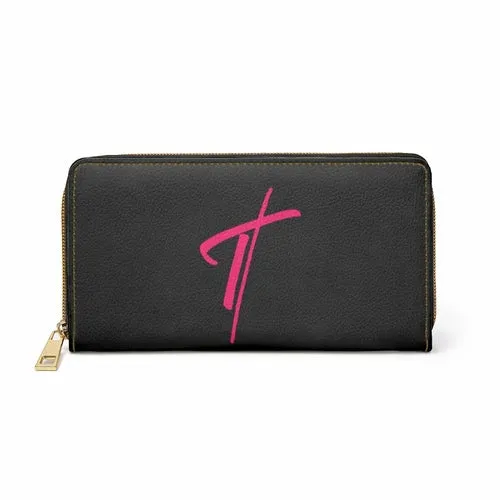 Wristlet Phone Wallet, Black and Pink Cross Graphic Purse