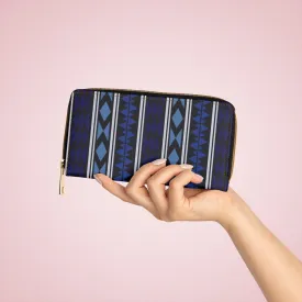 Wristlet Phone Wallet, Blue Geometric Aztec V-Style Purse