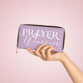 Wristlet Phone Wallet, Light Purple and White Prayer Warrior Graphic Purse