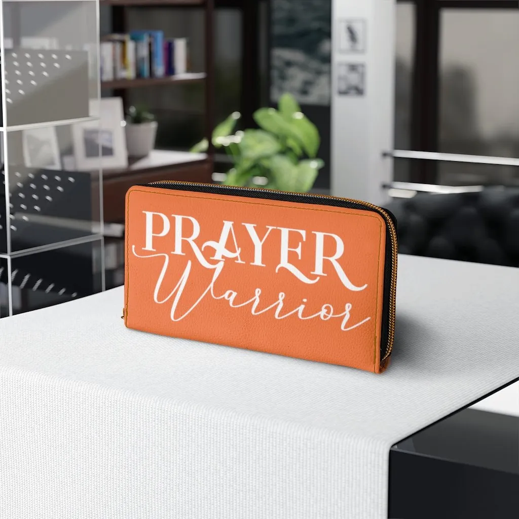 Wristlet Phone Wallet, Orange and White Prayer Warrior Graphic Purse