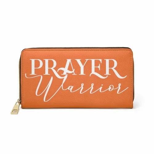 Wristlet Phone Wallet, Orange and White Prayer Warrior Graphic Purse