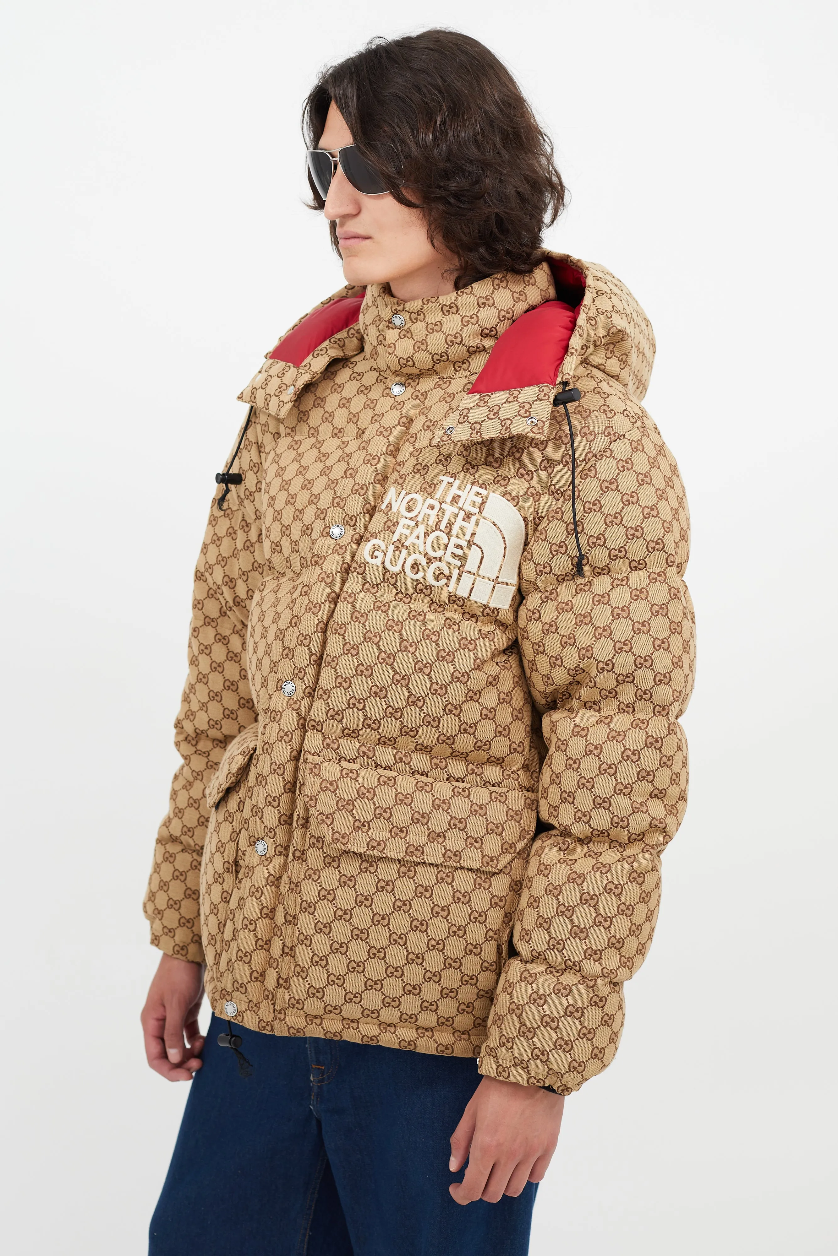 x The North Face Brown Monogram Down Puffer