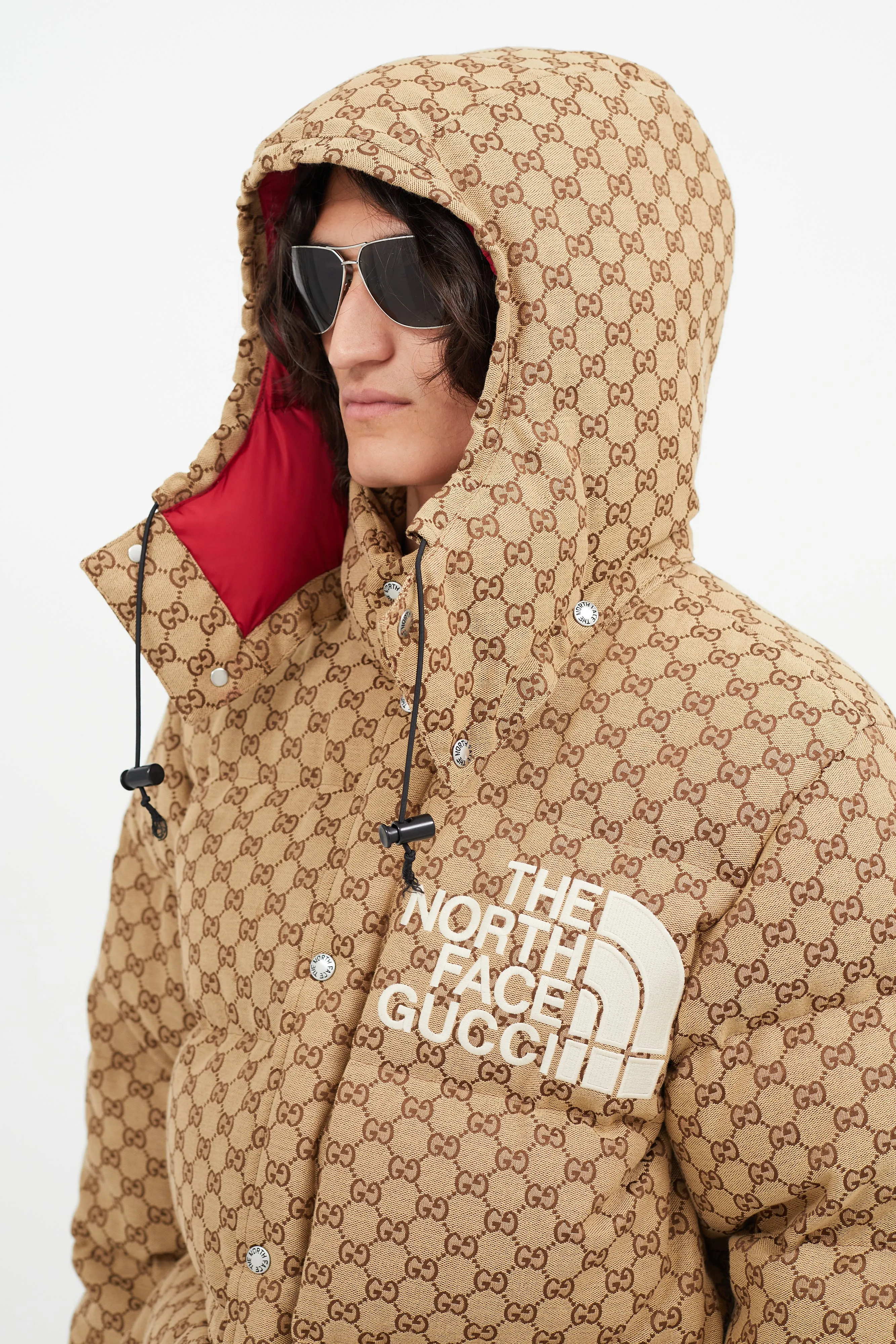 x The North Face Brown Monogram Down Puffer