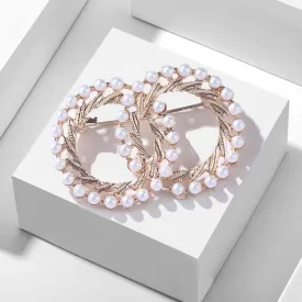 XSB032 - Double Ring Pearl Brooch