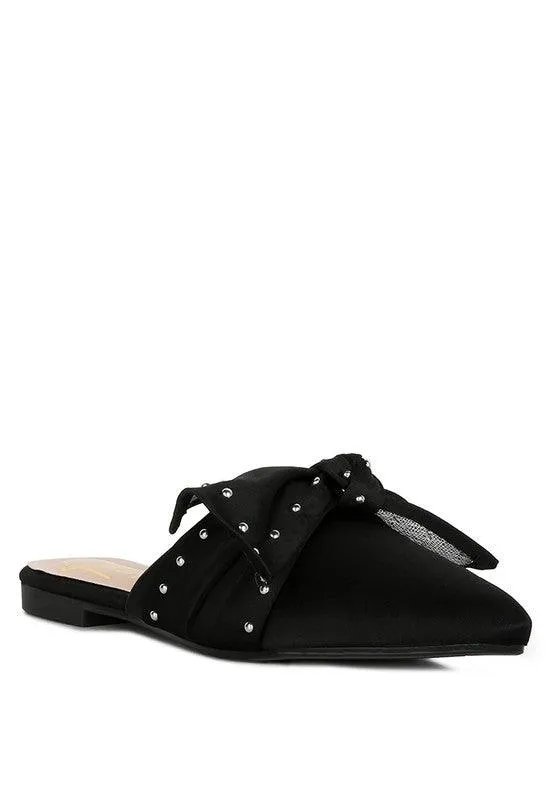 Yancy Studded Chic Bow Flat Mules