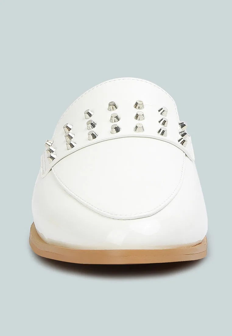 Yashta Patent Studded Flat Mules