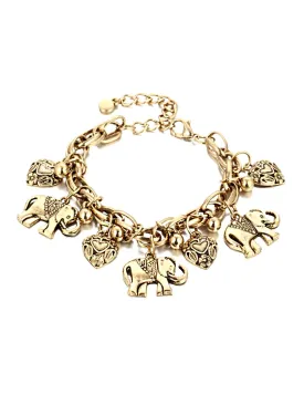 Yellow Chimes Anklets for Women Oxidised Gold-Toned Elephant & Heart Charm Anklet For Woman and Girls