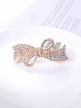 Yellow Chimes Hair Clips for Women Girls Barrette Hair Clips for Women Hair Accessories for Women Bow Clips for Women Golden Crystal French Barrette Hair Clips for Women and Girls Gift For Women & Girls