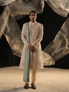 Zardozi Work Sherwani With Hand Embroidered Work