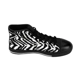 Zebra Women's Sneakers, Striped Animal Print Designer High-top Sneakers Tennis Shoes