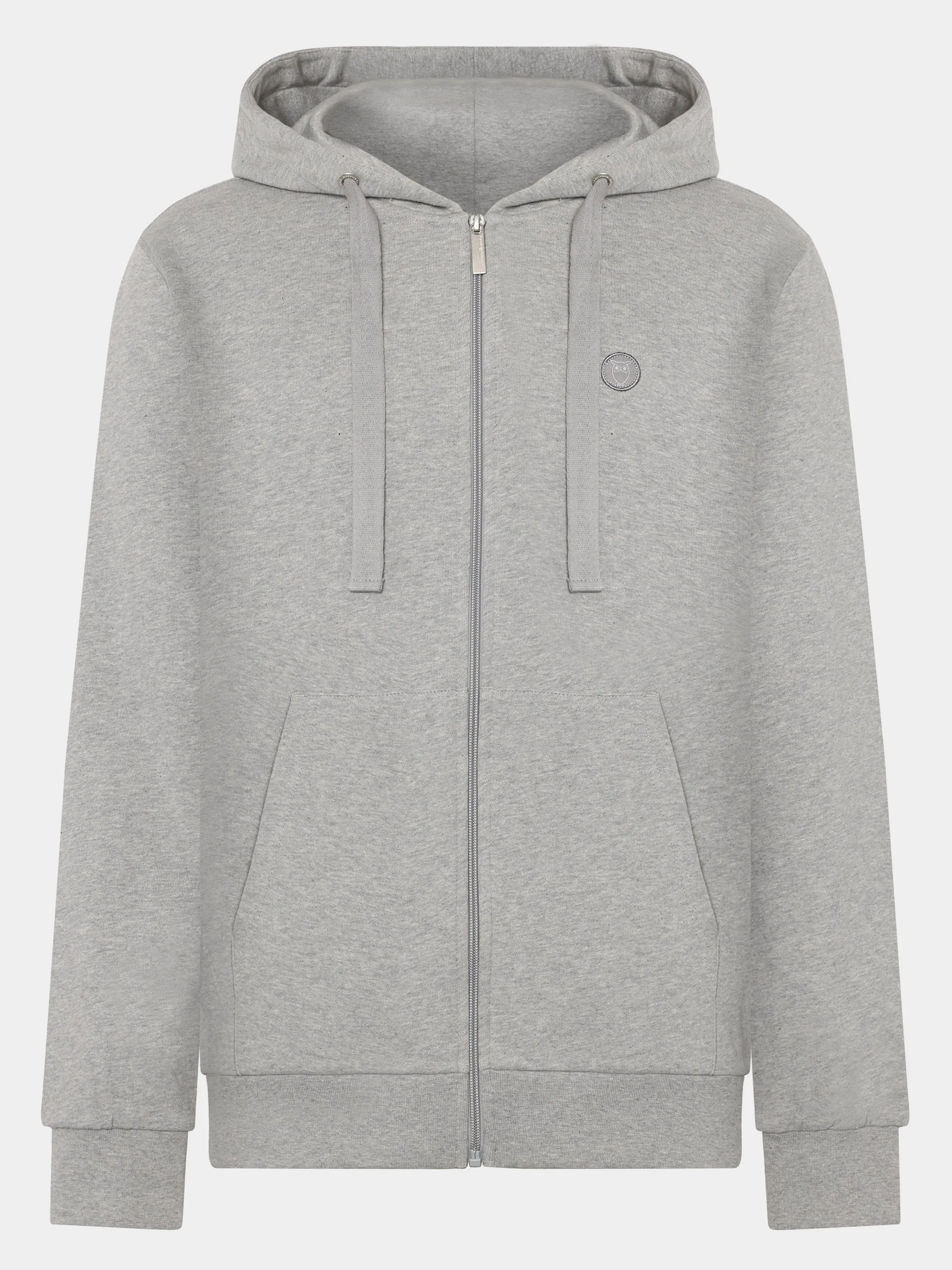 Zip hood kangaroo badge sweat - Grey Melange