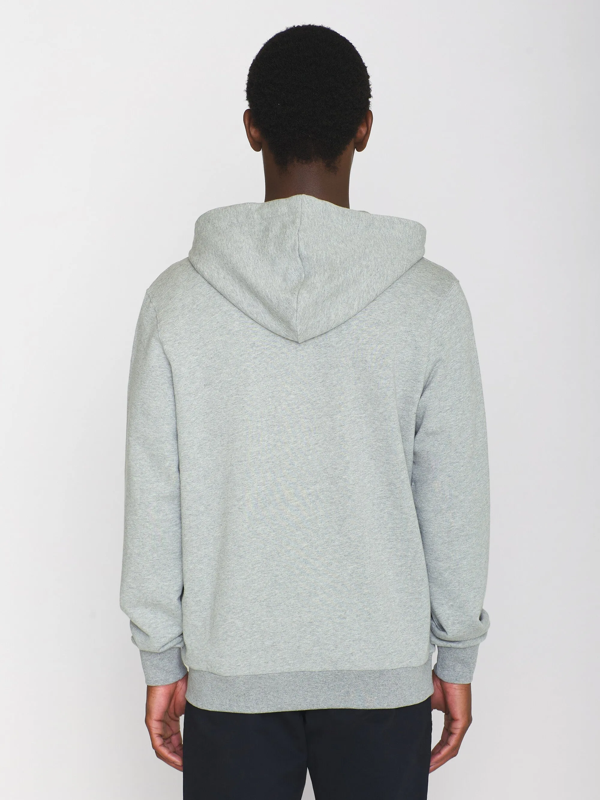 Zip hood kangaroo badge sweat - Grey Melange