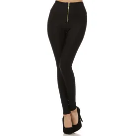 Zipper High Waisted Black Leggings